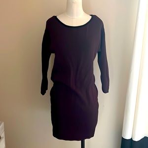 Burgundy with black trim sweater dress